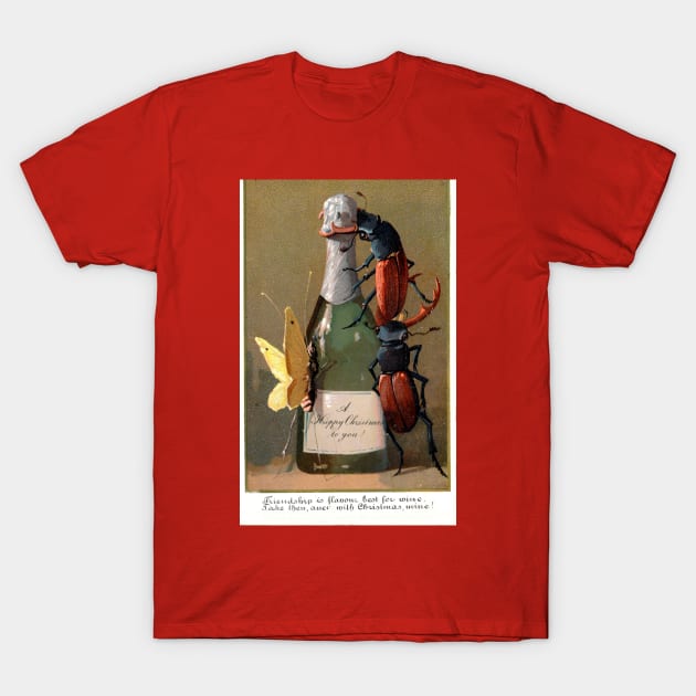 Victorian Christmas Wine and Insects Greetings T-Shirt by forgottenbeauty